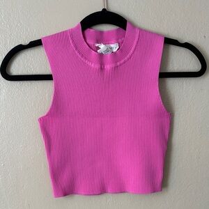 Vibrant Pink Ribbed Crop Top